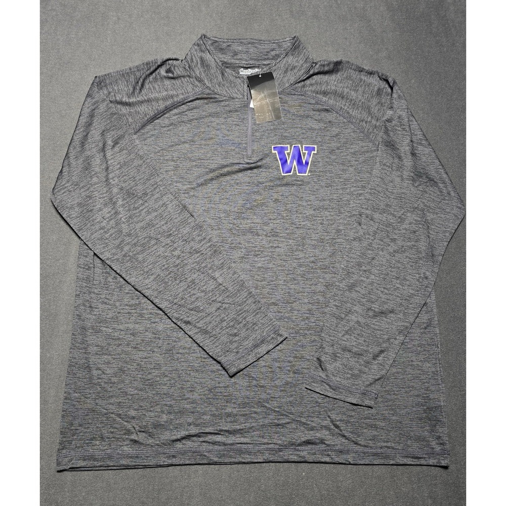 Washington Huskies Sweater‎ Mens 2XL Gray 1/4 Zip Pullover Long Sleeve New NWT
